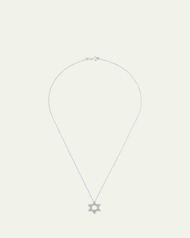 18K Gold Large Star of David Pave Diamond Necklace